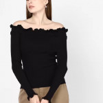 Casual Regular Sleeves Solid Women Black Top