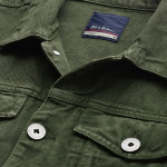 Men Olive Green Solid Denim Jacket