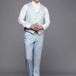 Men Blue Slim Fit Solid Single Breasted Formal Suit