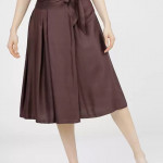 Women Solid Flared Brown Skirt